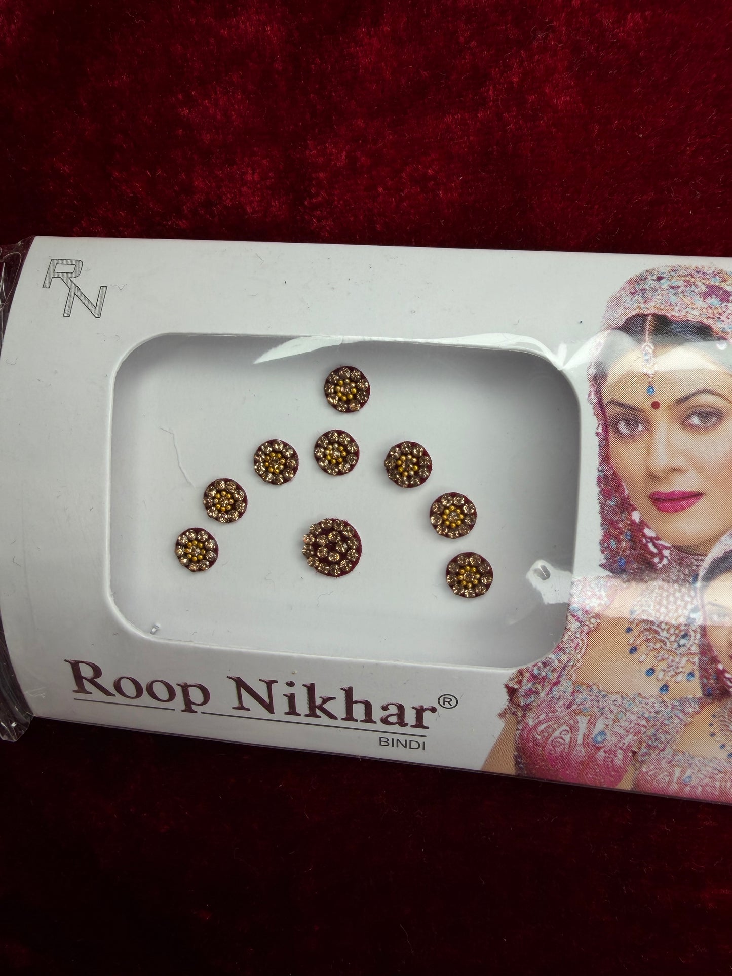 Maroon Gold Stone Bindi