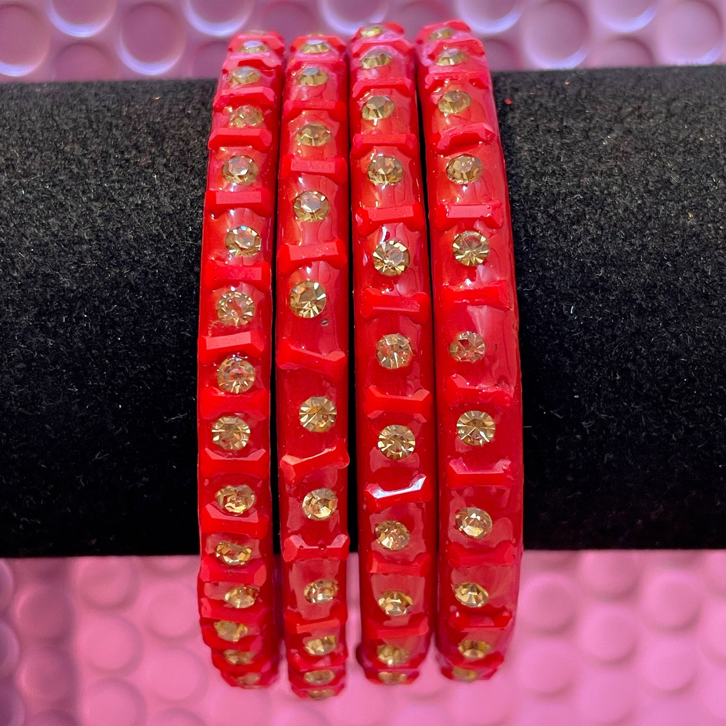 Red Diamante Glass Karas- Size 2.6