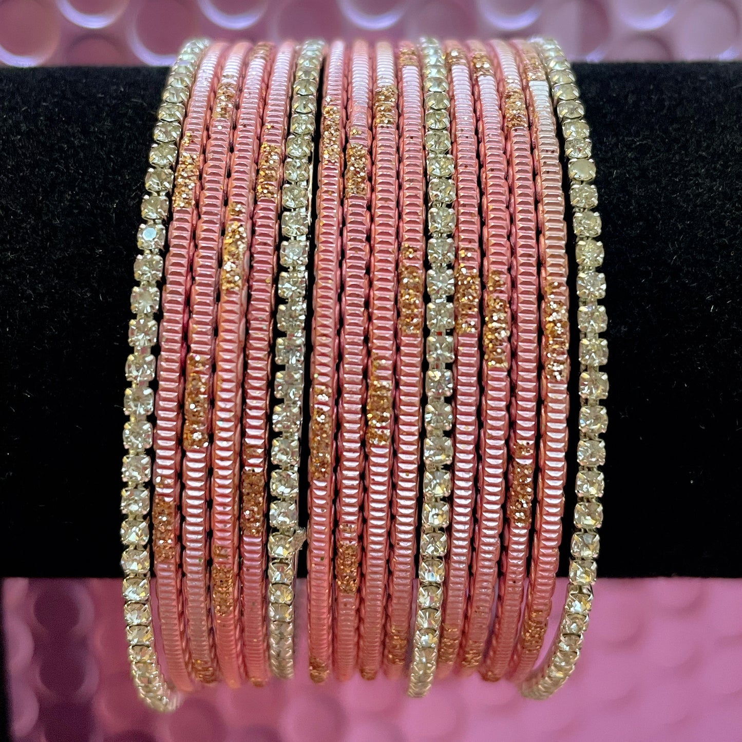 Silver Zirconia Metal Bangles Sets- Various Colours