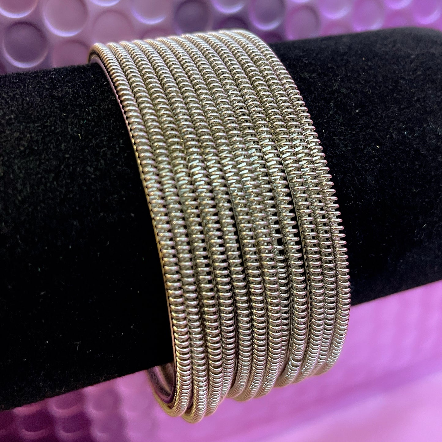 Silver Oxidised Metal Bangles Set