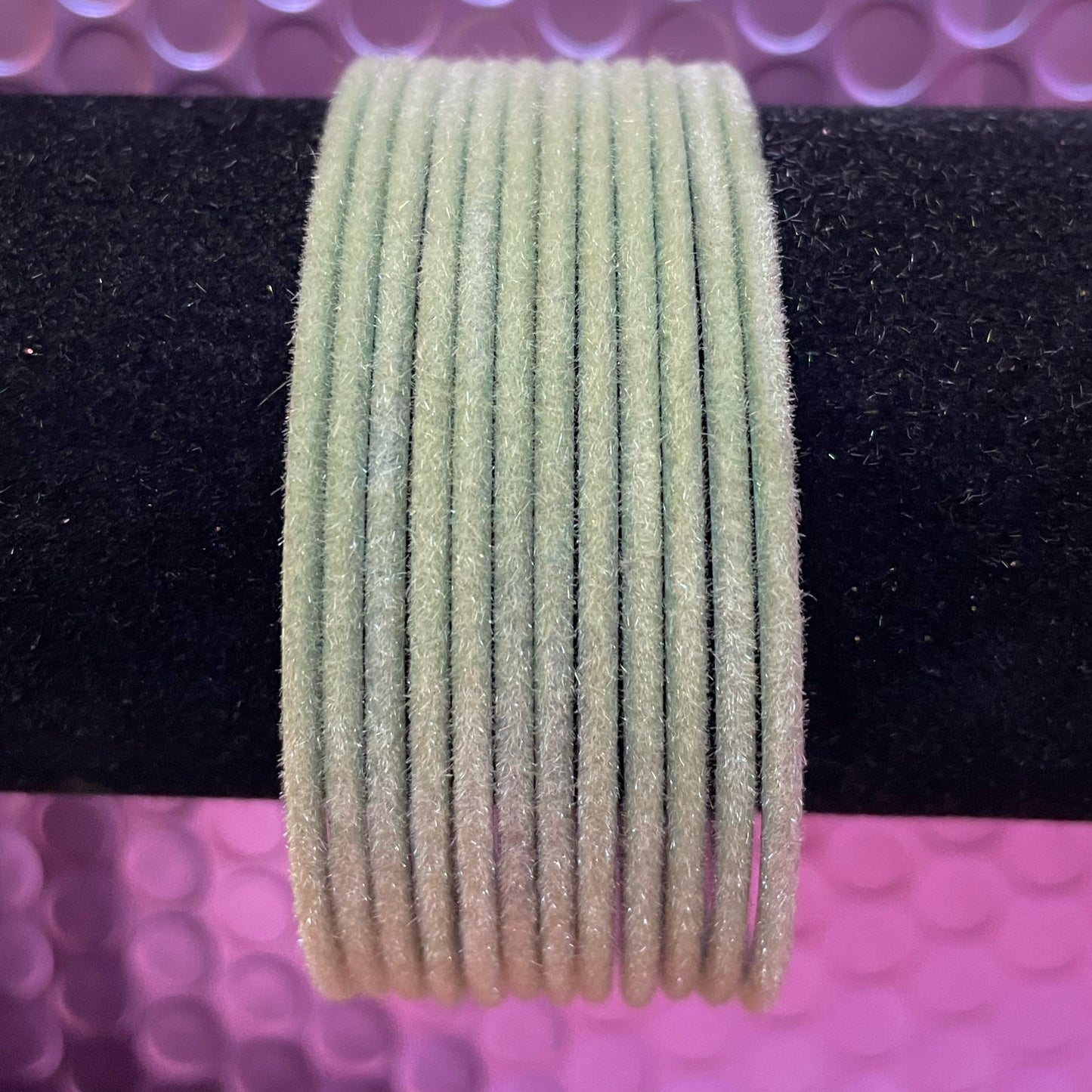 Mint Green Velvet Metal Bangles