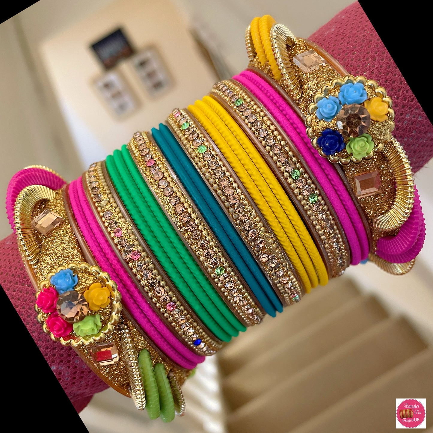 Multicoloured Metal Bangle Set