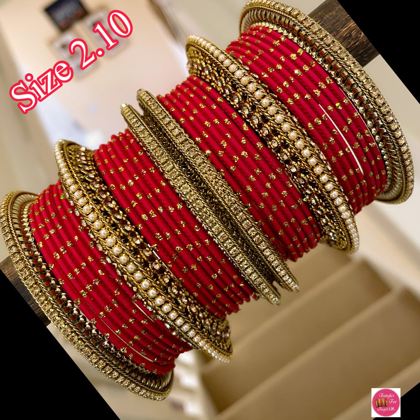 Red & Gold Metal Bangles Set
