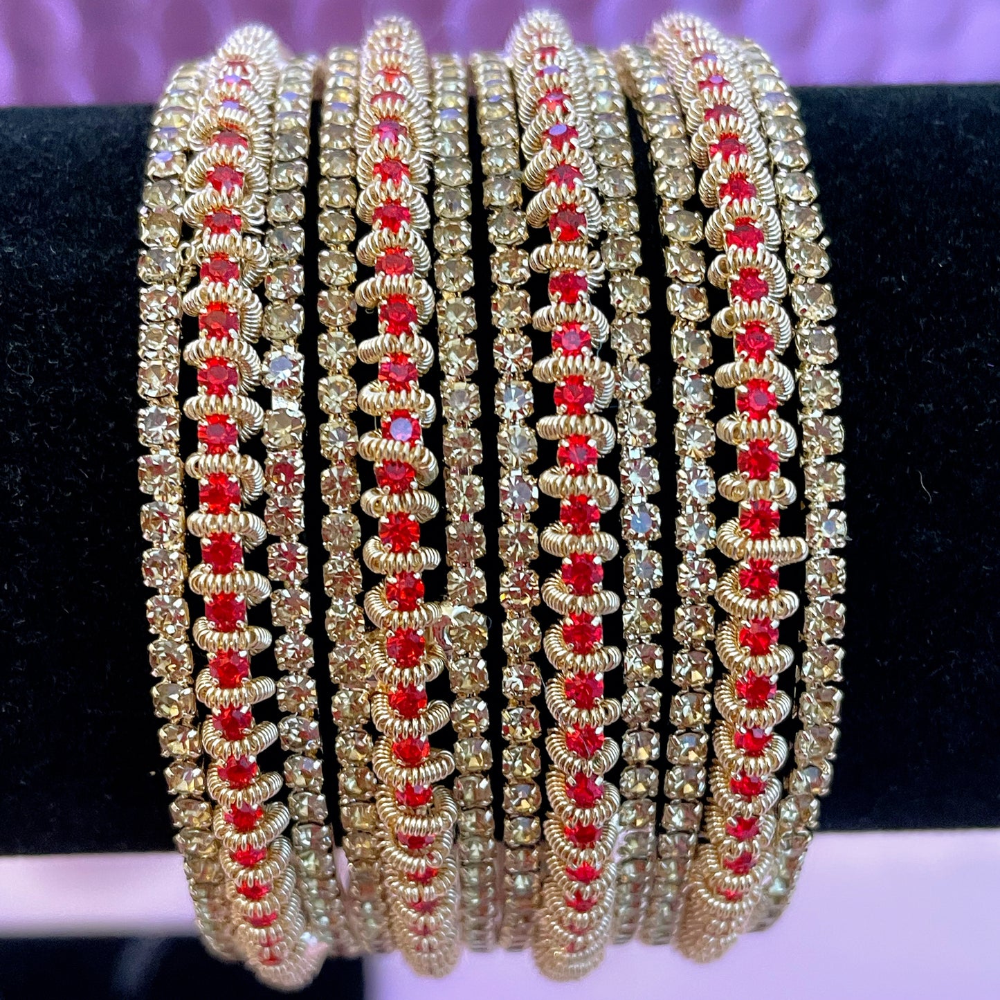 Red Zirconia Bangles - Size 2.2