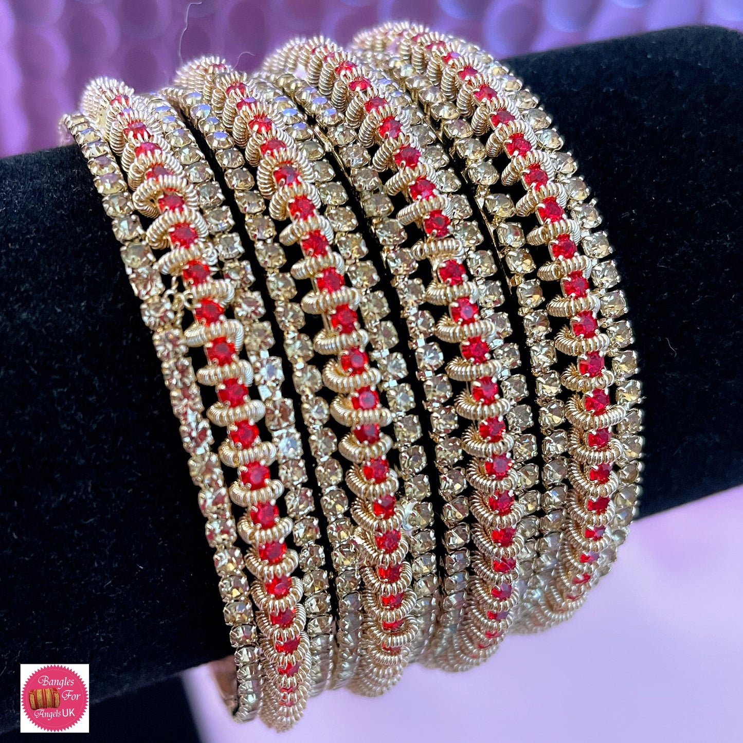 Red Zirconia Bangles - Size 2.2