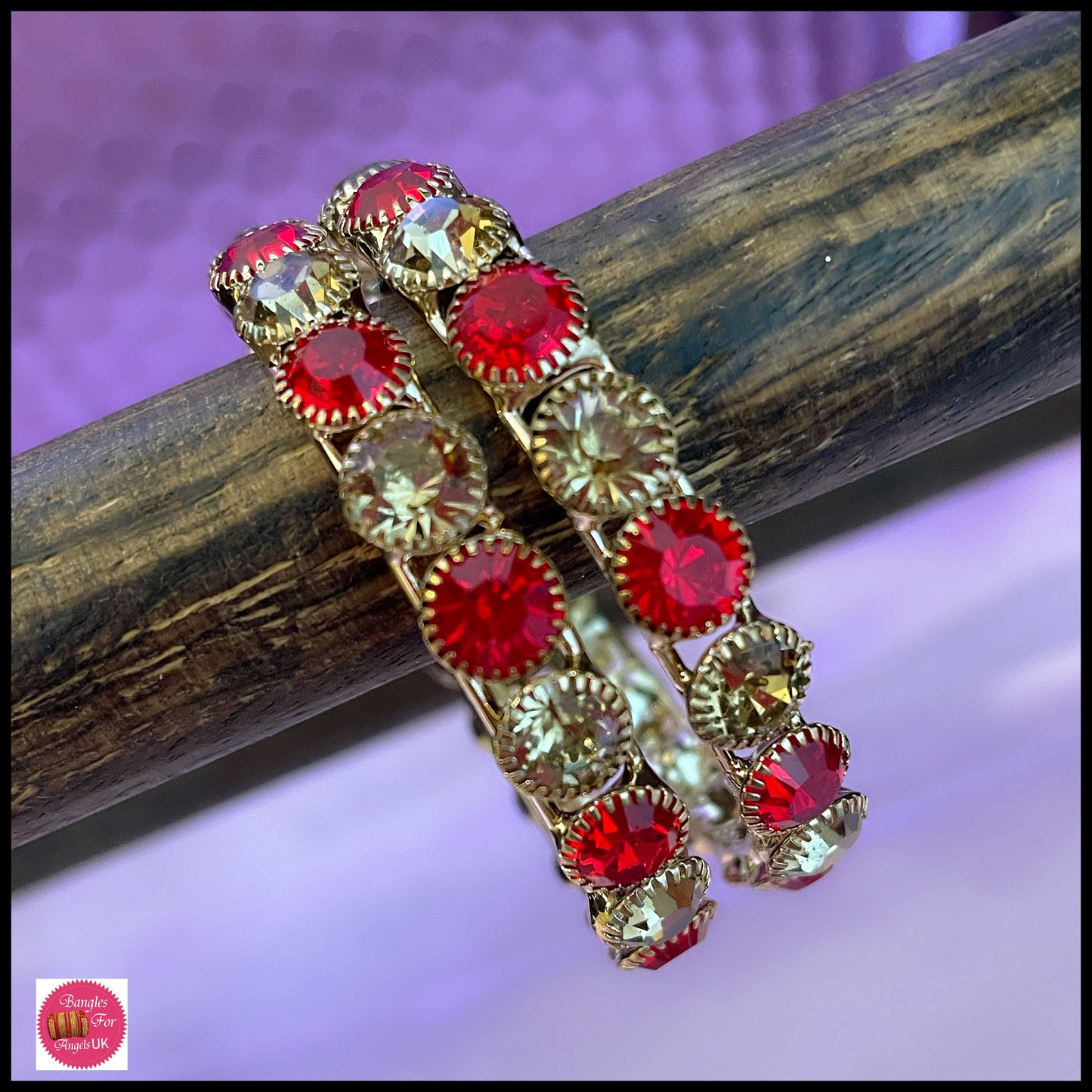 Red & Gold Diamante Stone Metal Karas