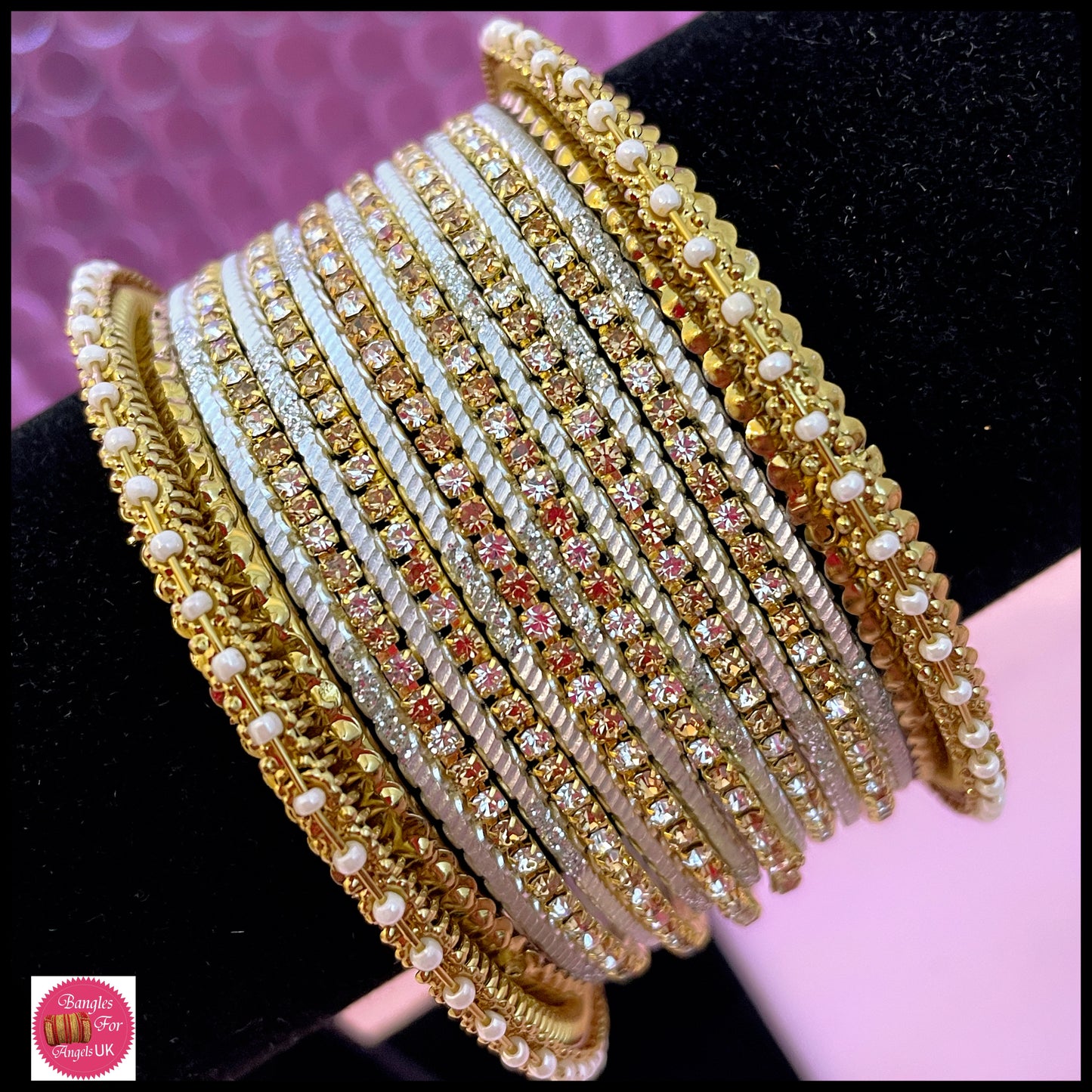 Silver Zirconia Metal Bangle Set