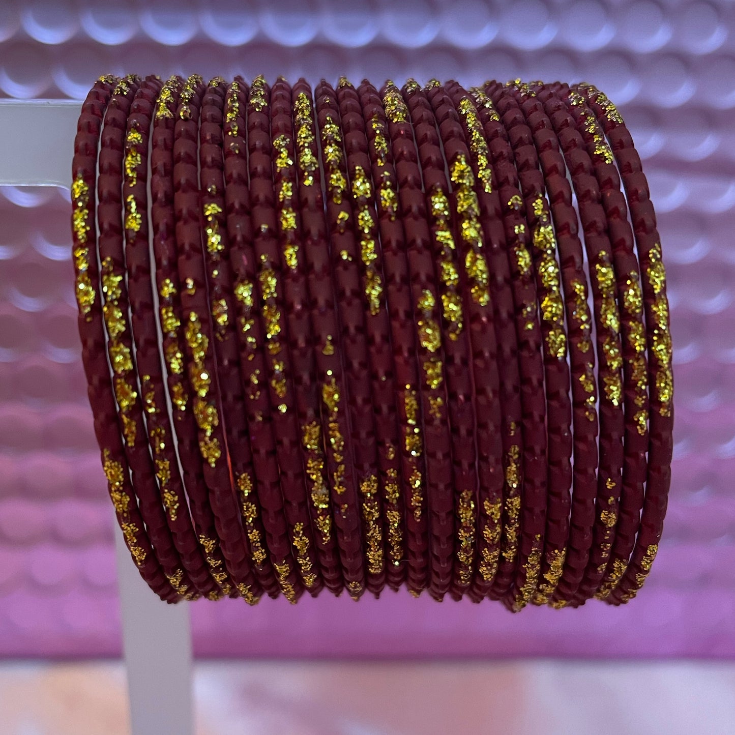 Maroon Metal Bangles Set- Size 1.12/1.14