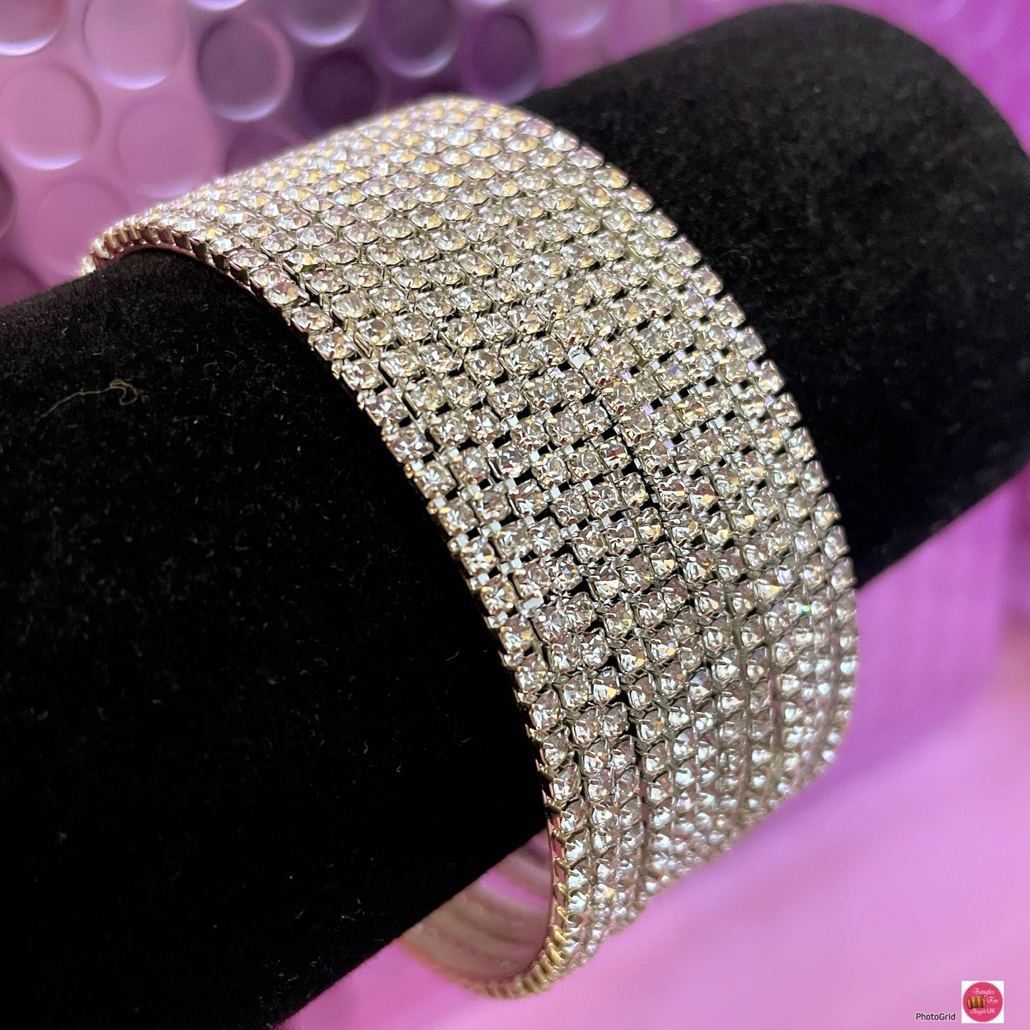 Silver Zirconia Metal Bangles Set