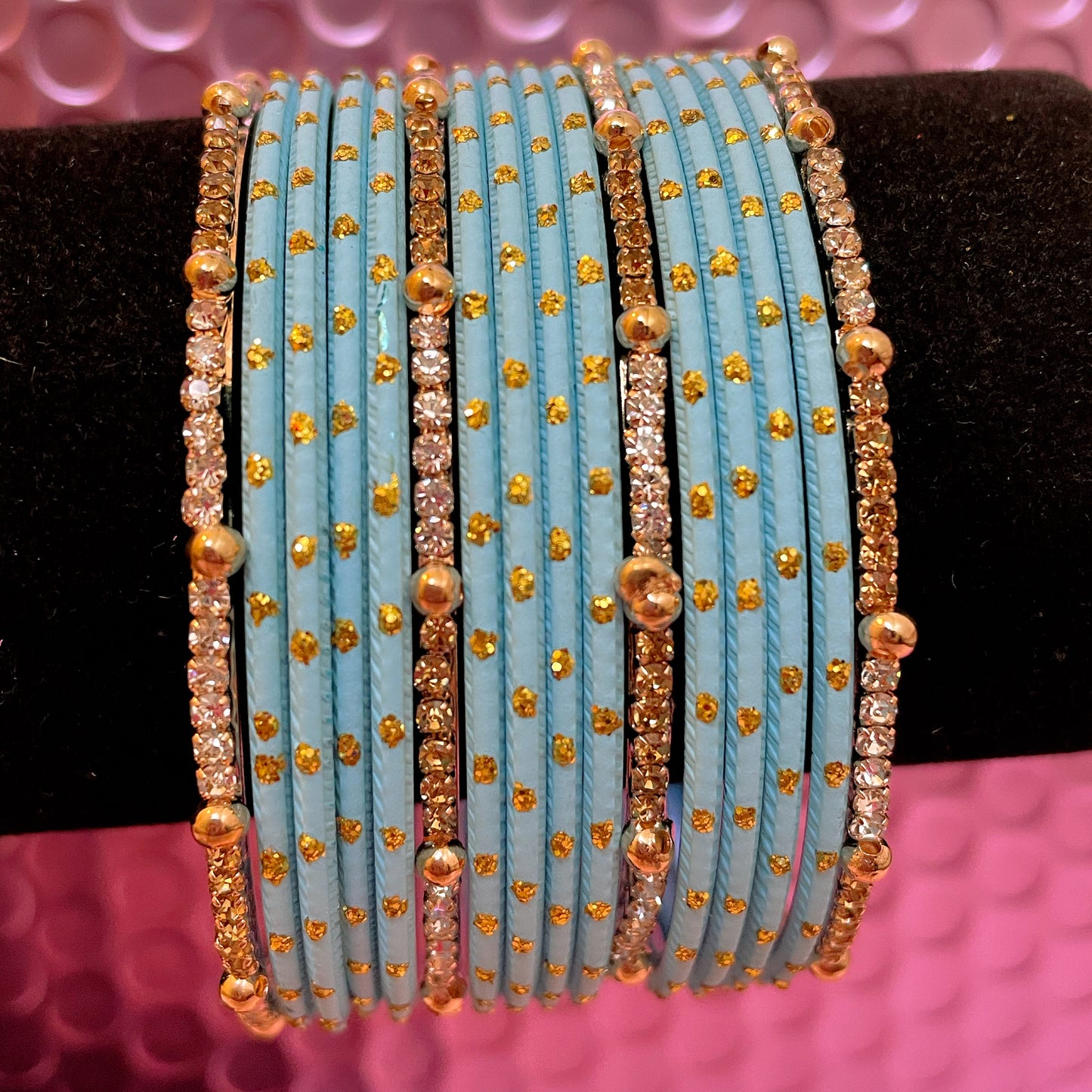 Zirconia Metal Bangles Set- Various Colours