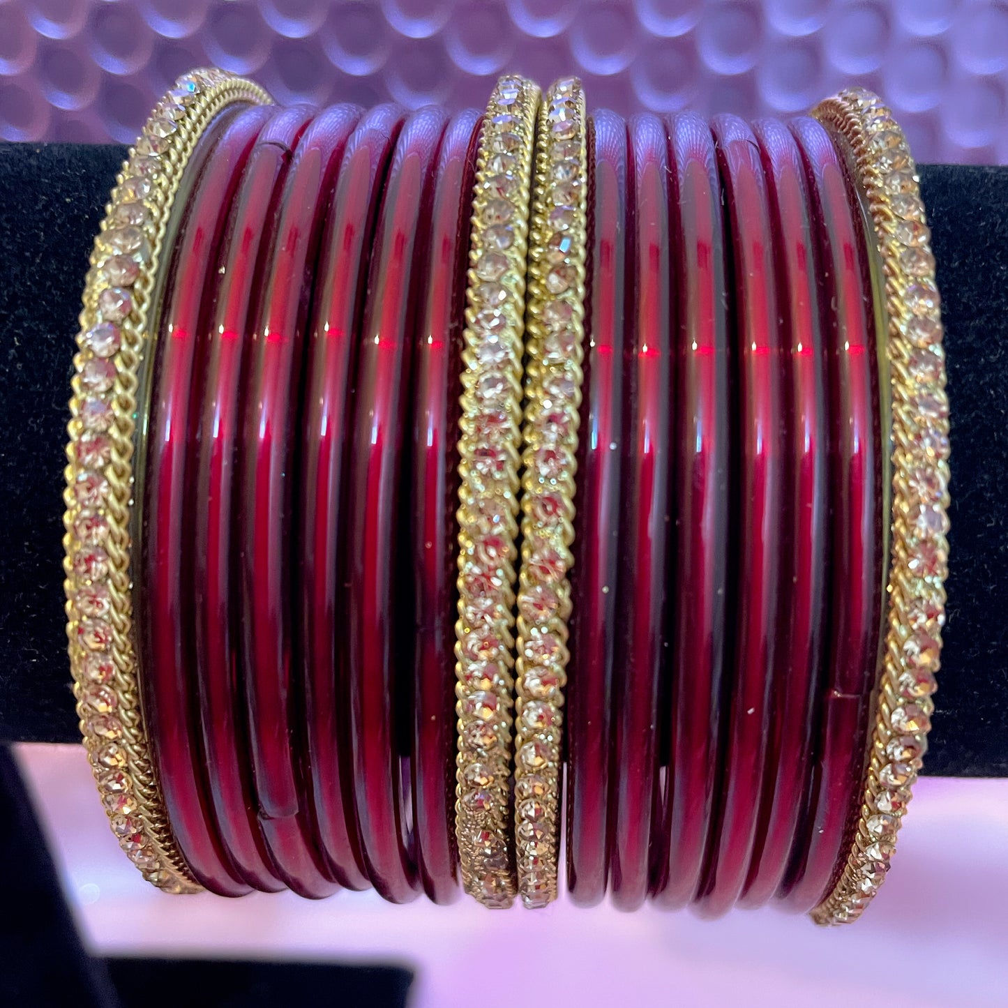 Pure Glass Bangle Set- Maroon