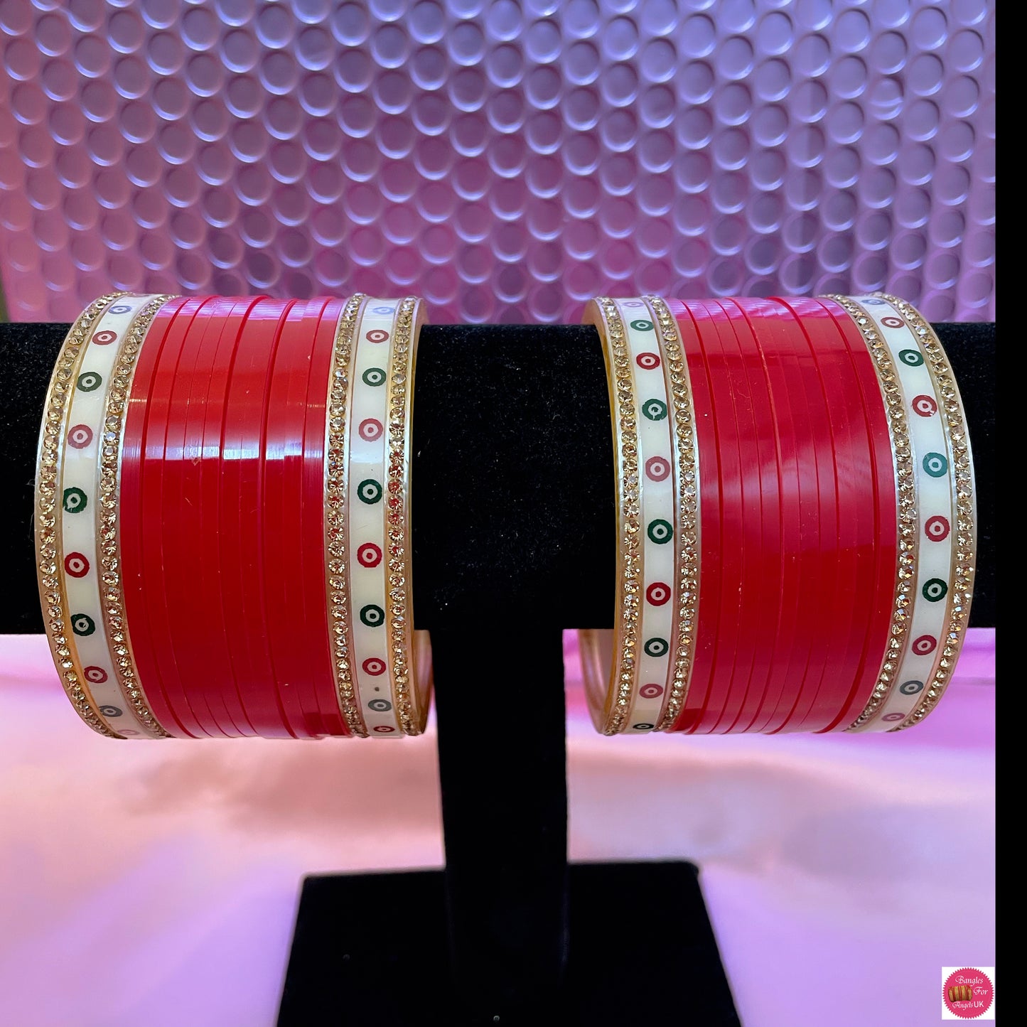 Traditional Red Bridal Punjabi Seep Chura Bangle Set