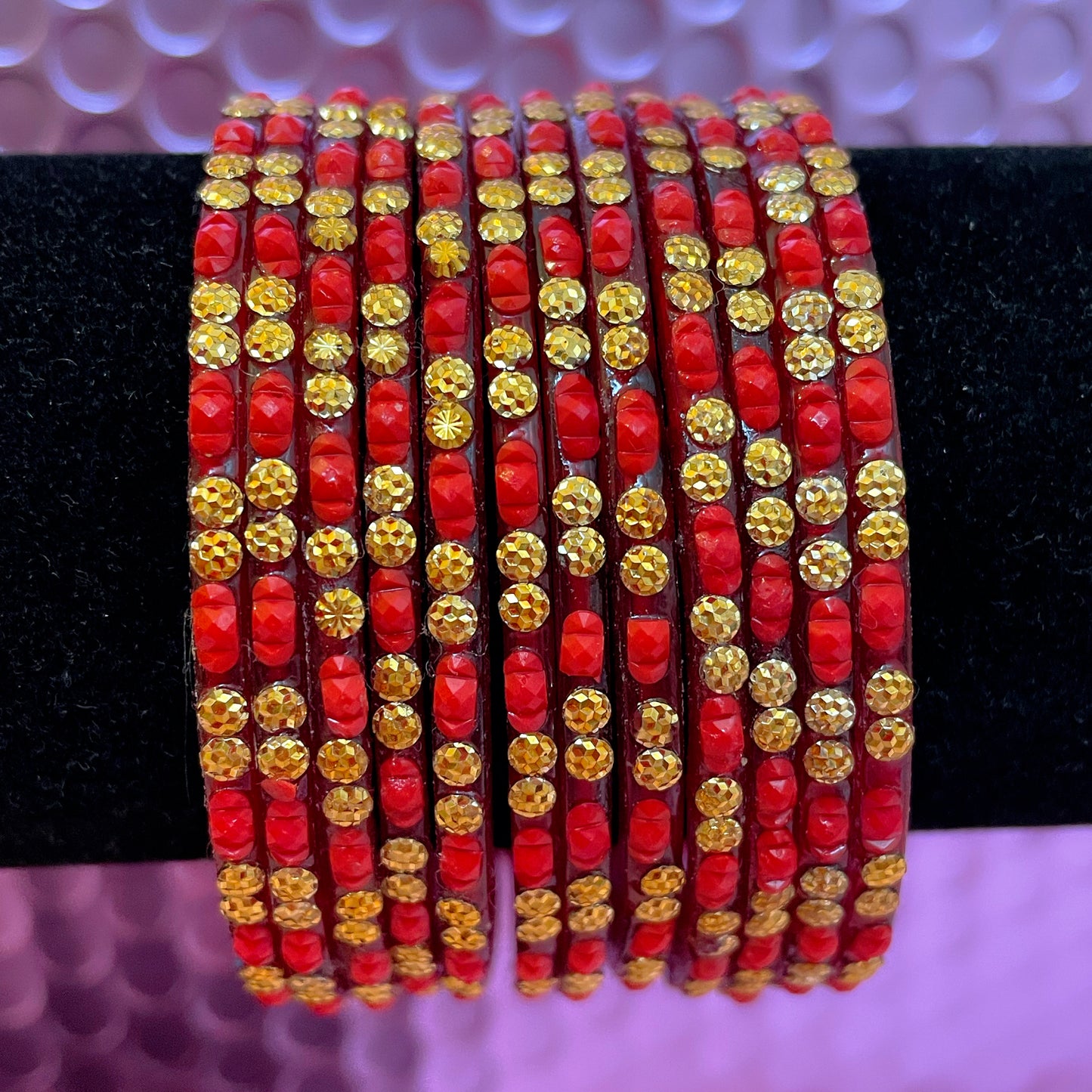 Red Glass Bangles- Size 2.8