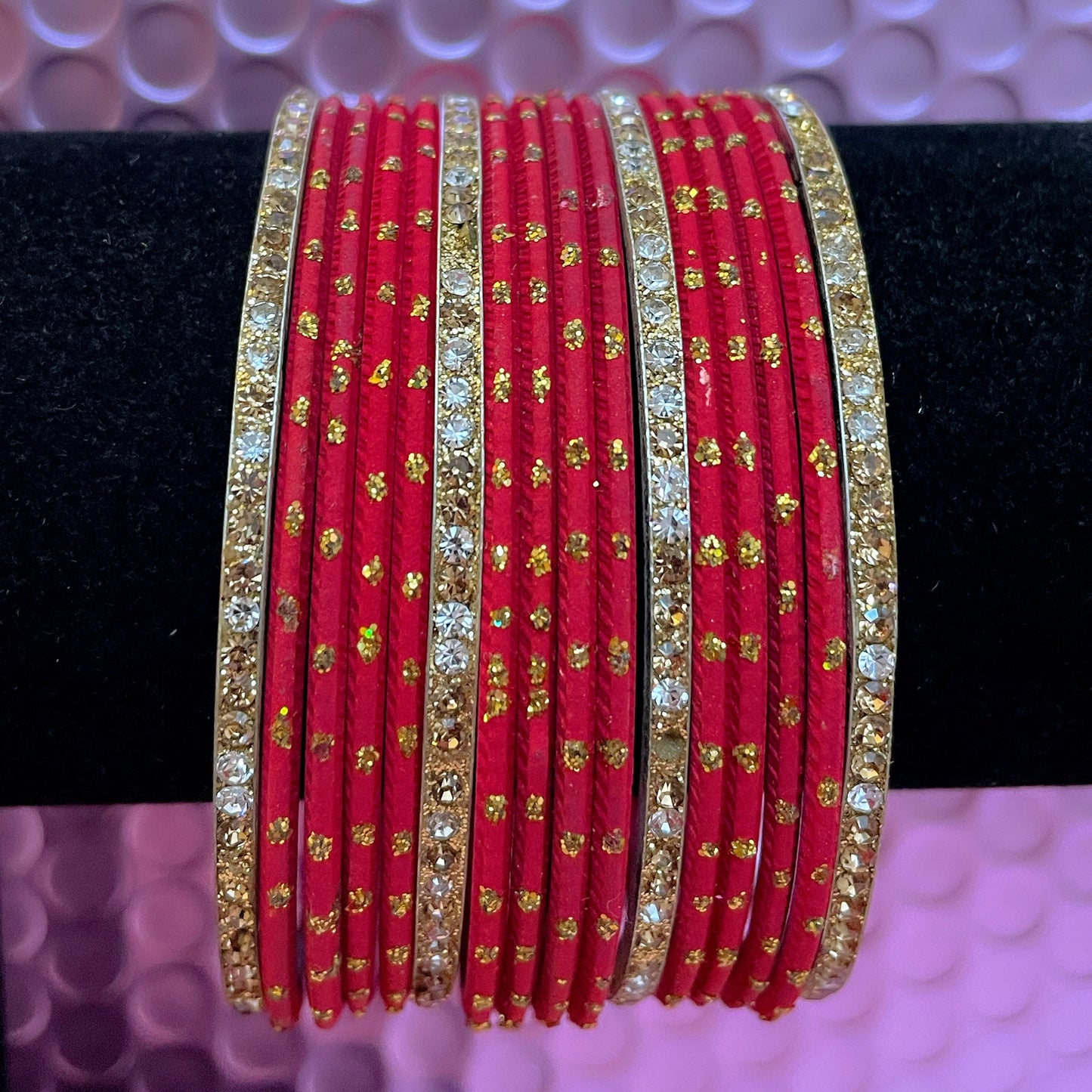 Gold Metal Bangles Set Various Colours- Size 2.2