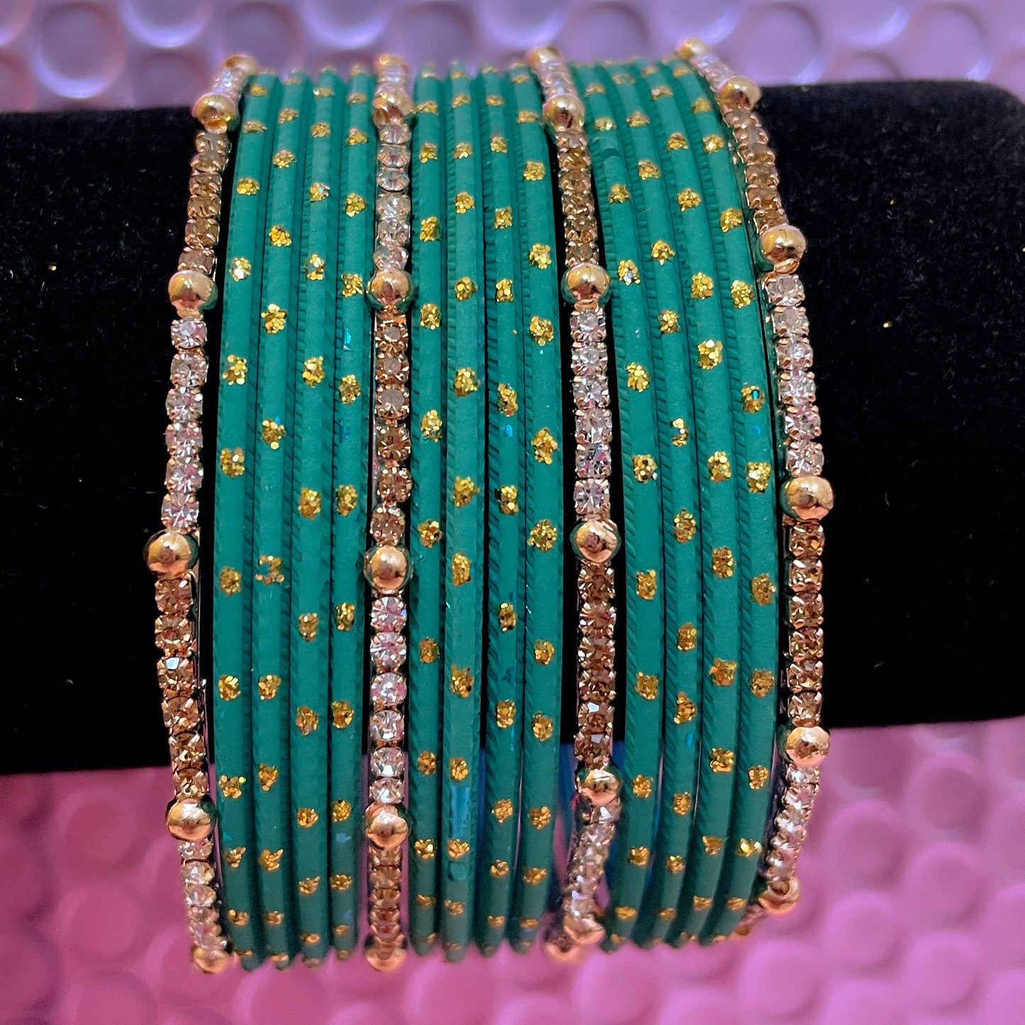 Zirconia Metal Bangles Set- Various Colours
