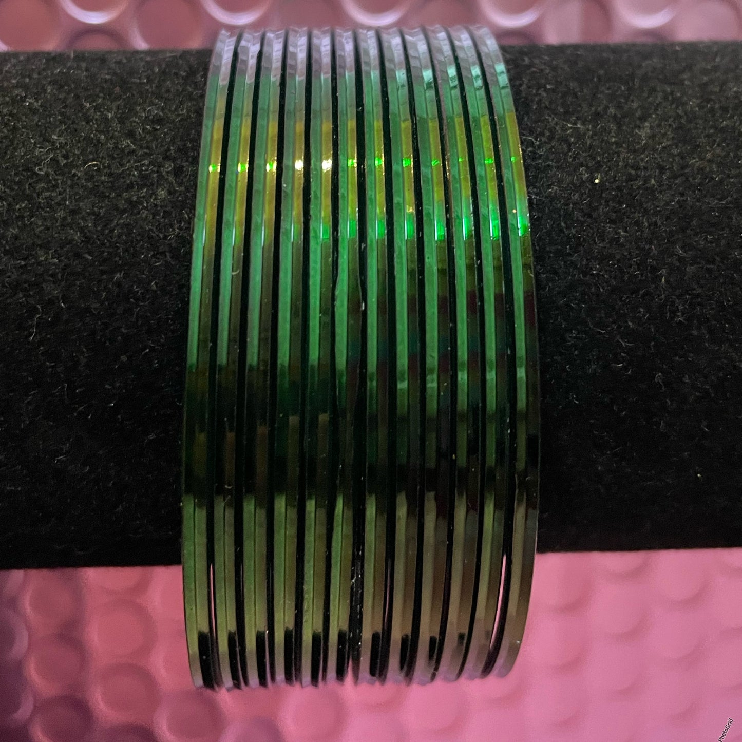 Plain Green Glossy Metal Bangles