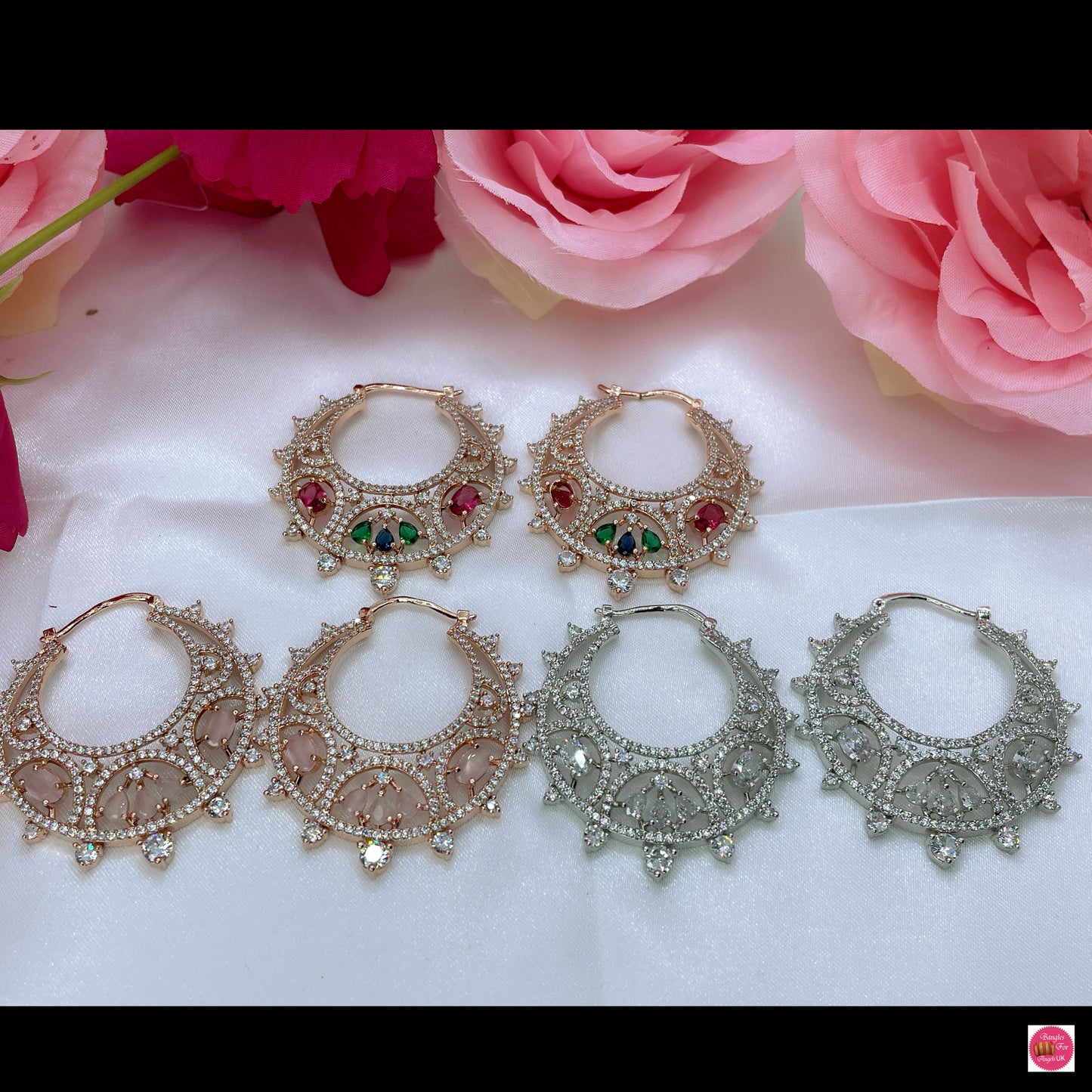 American Diamond Multicoloured Chandbaalis/Hoops