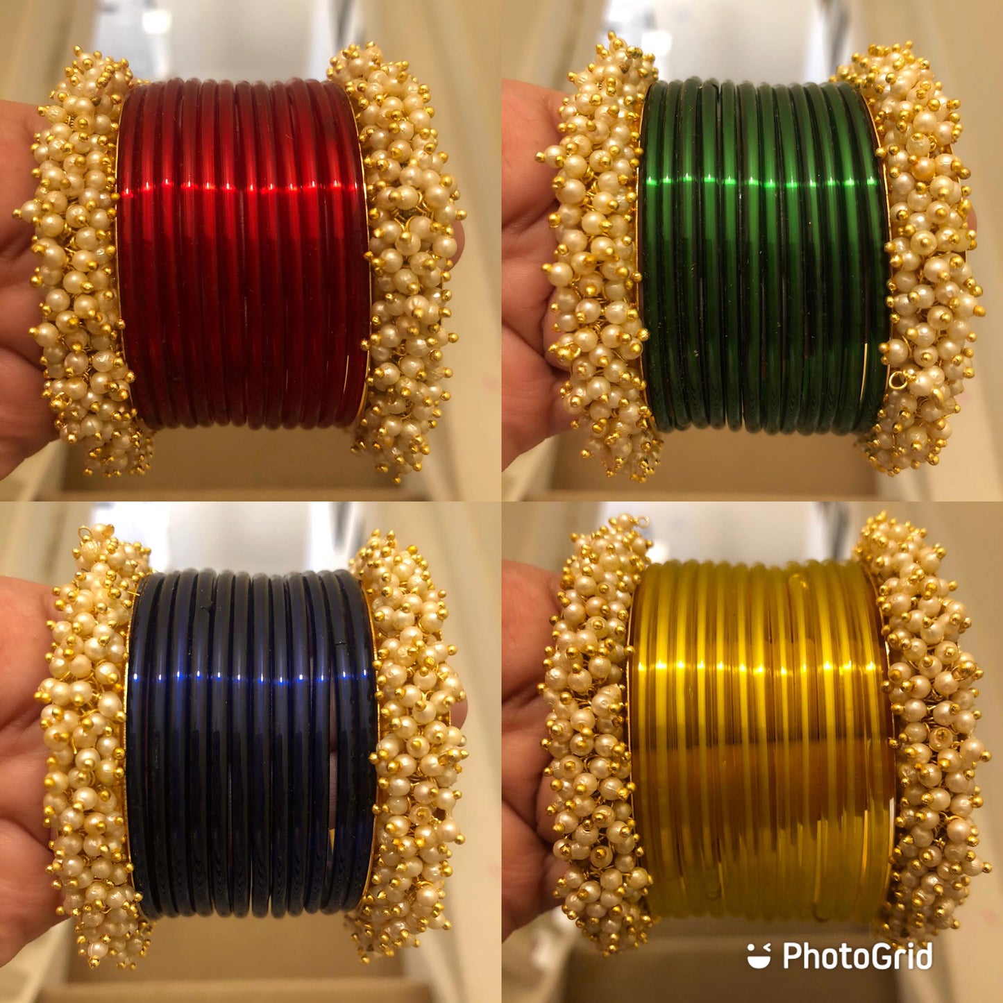 Various Colours Pearl Glass Bangle Sets