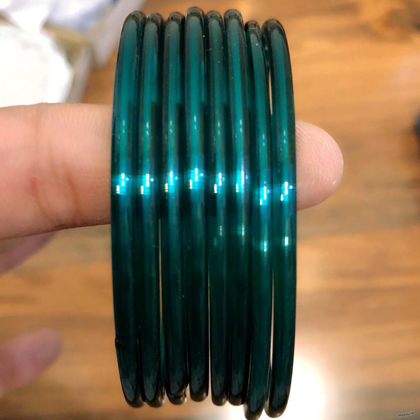 Teal Plain Glass Bangles
