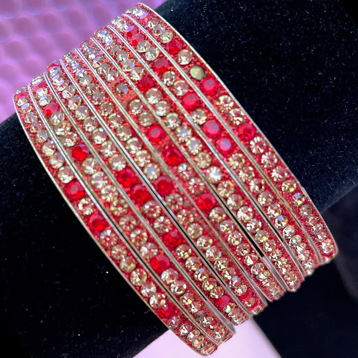 Red & Gold Different Sizes Metal Bangles Pack