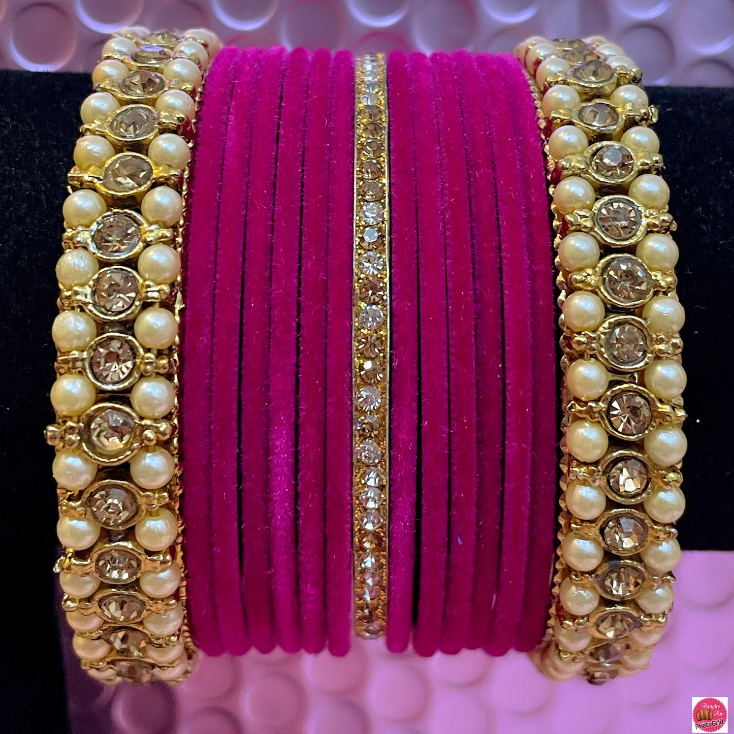 Pearl Metal Bangles Sets- Various Colours
