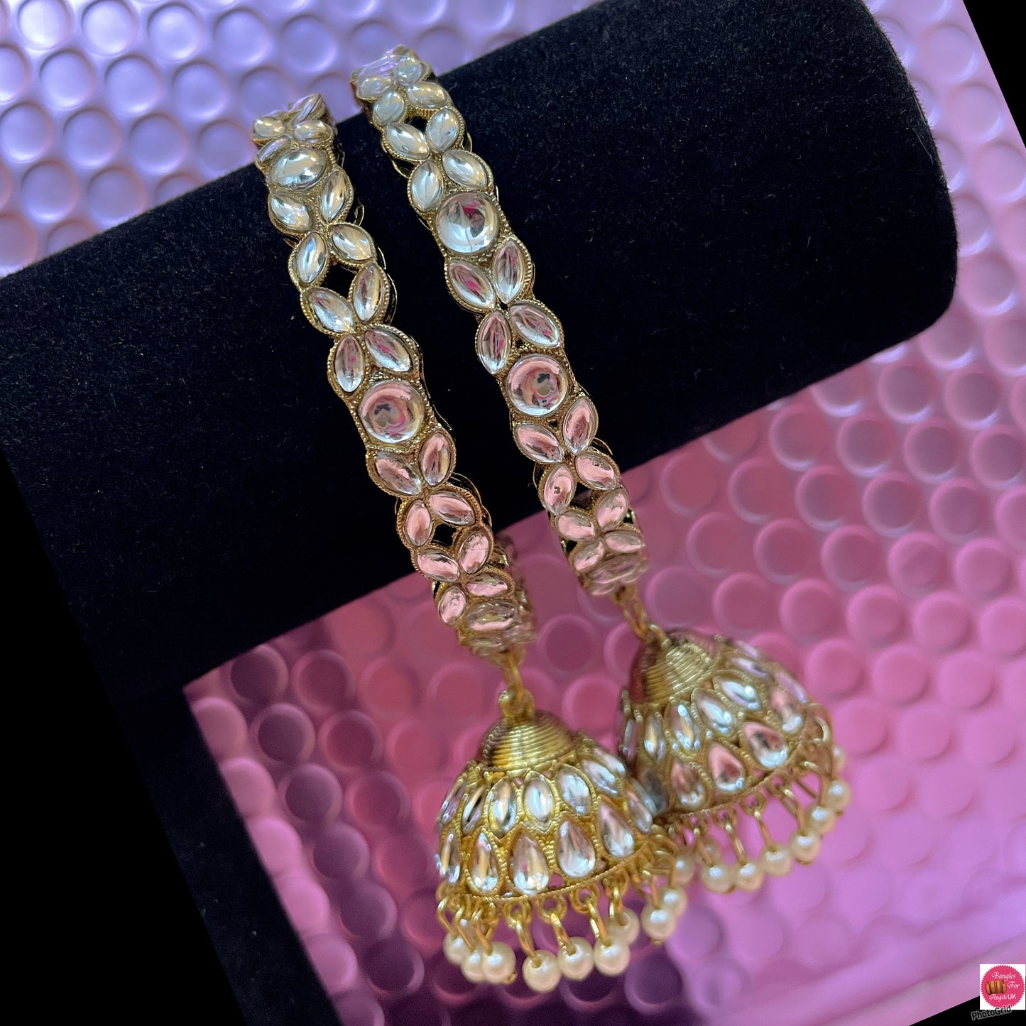 Kundan Gold Hanging Metal Karas- Size 2.8