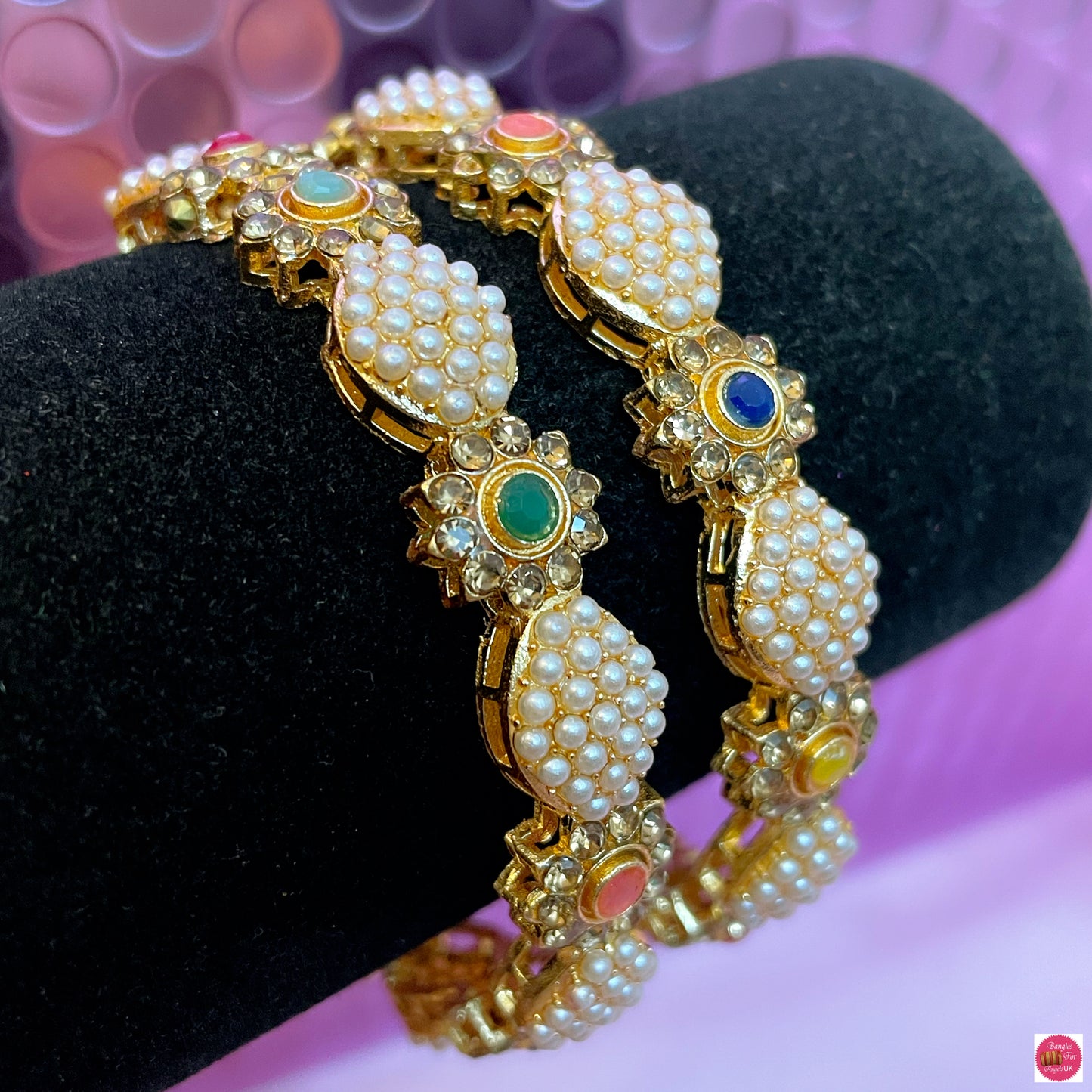 Pearl Navratan Metal Karas- Size 2.6/2.8