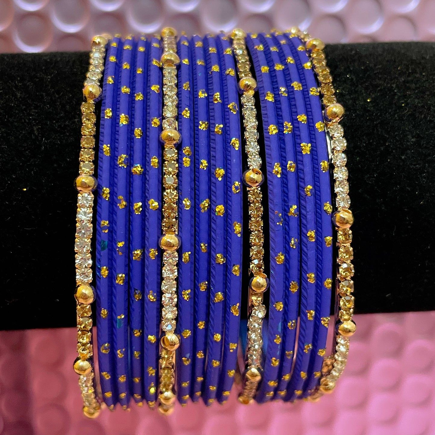 Zirconia Metal Bangles Set- Various Colours