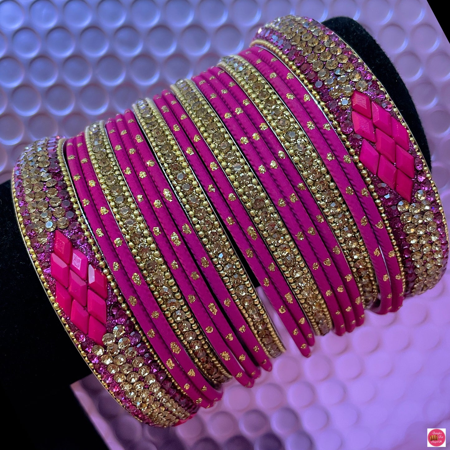 Hot Pink Metal Bangles Set