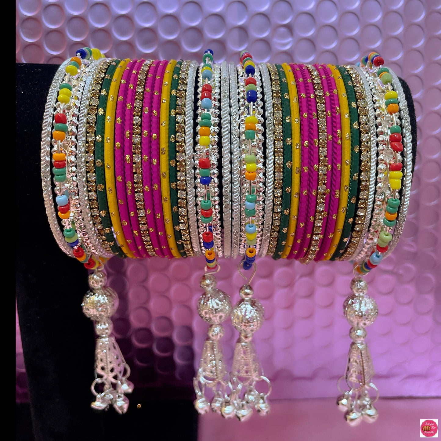 Multicoloured Hanging Metal Bangles Set