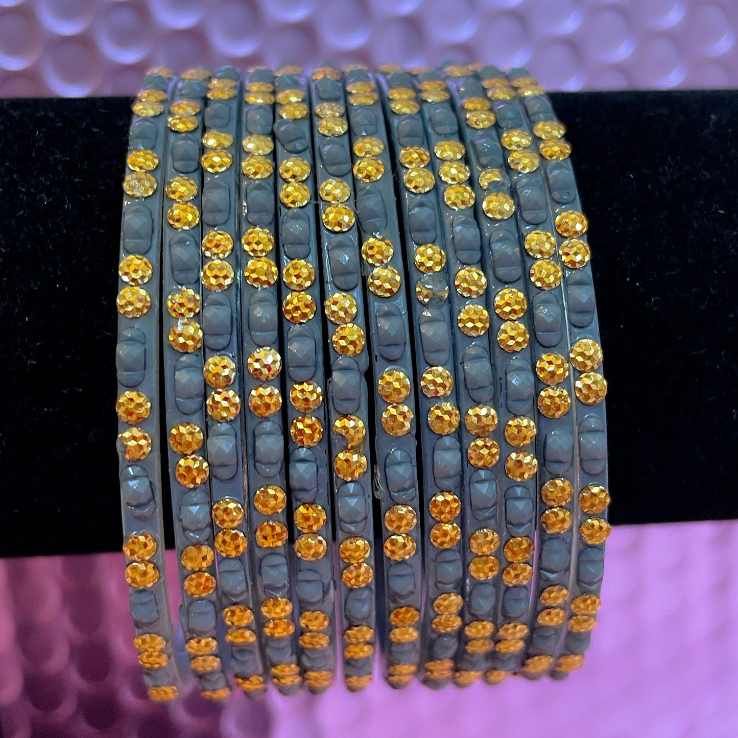 Grey Glass Bangles- Size 2.6