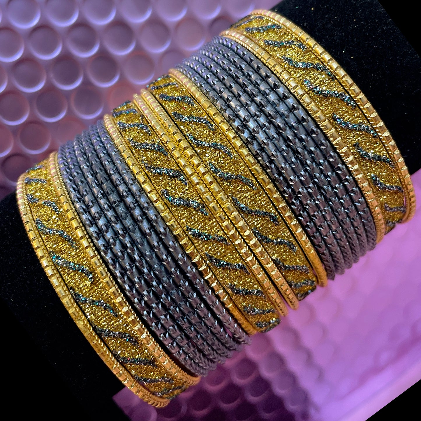 Various Colours Metal Bangles Sets- Size 2.4