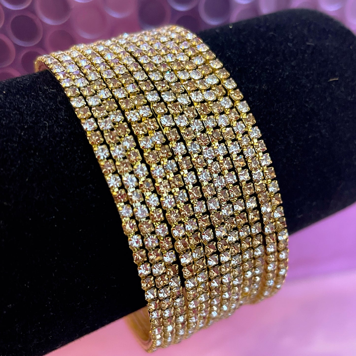 Gold & White Zirconia Metal Bangles