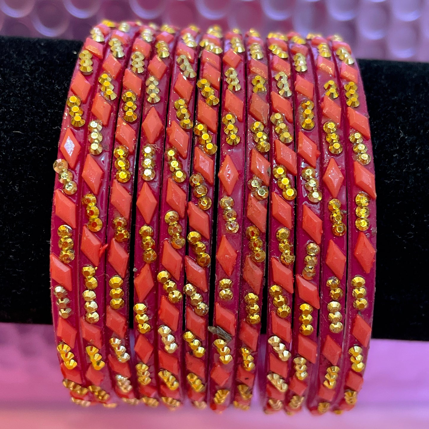 International Orange Glass Bangles- Size 2.6