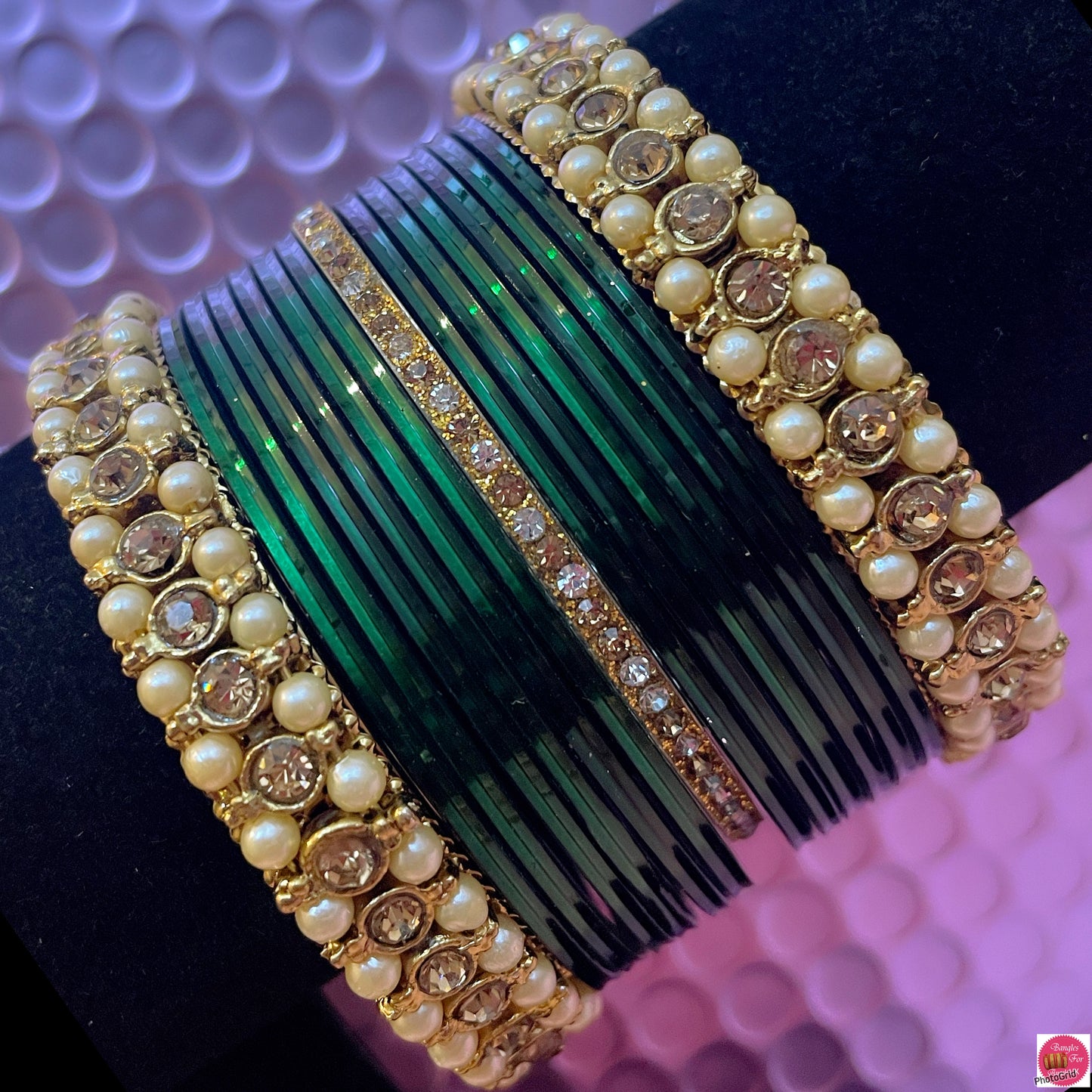 Pearl Metal Bangles Sets- Various Colours