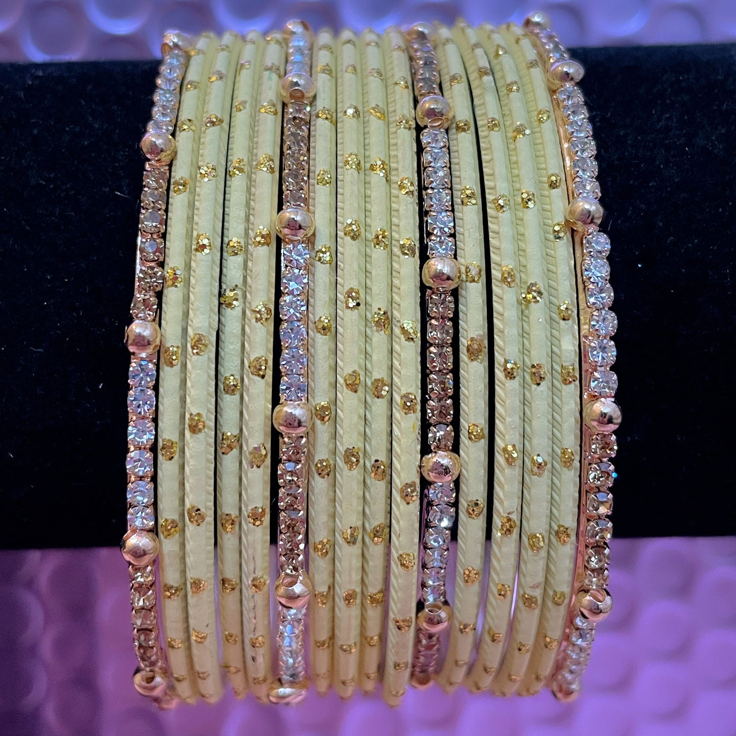 Zirconia Metal Bangles Set- Various Colours