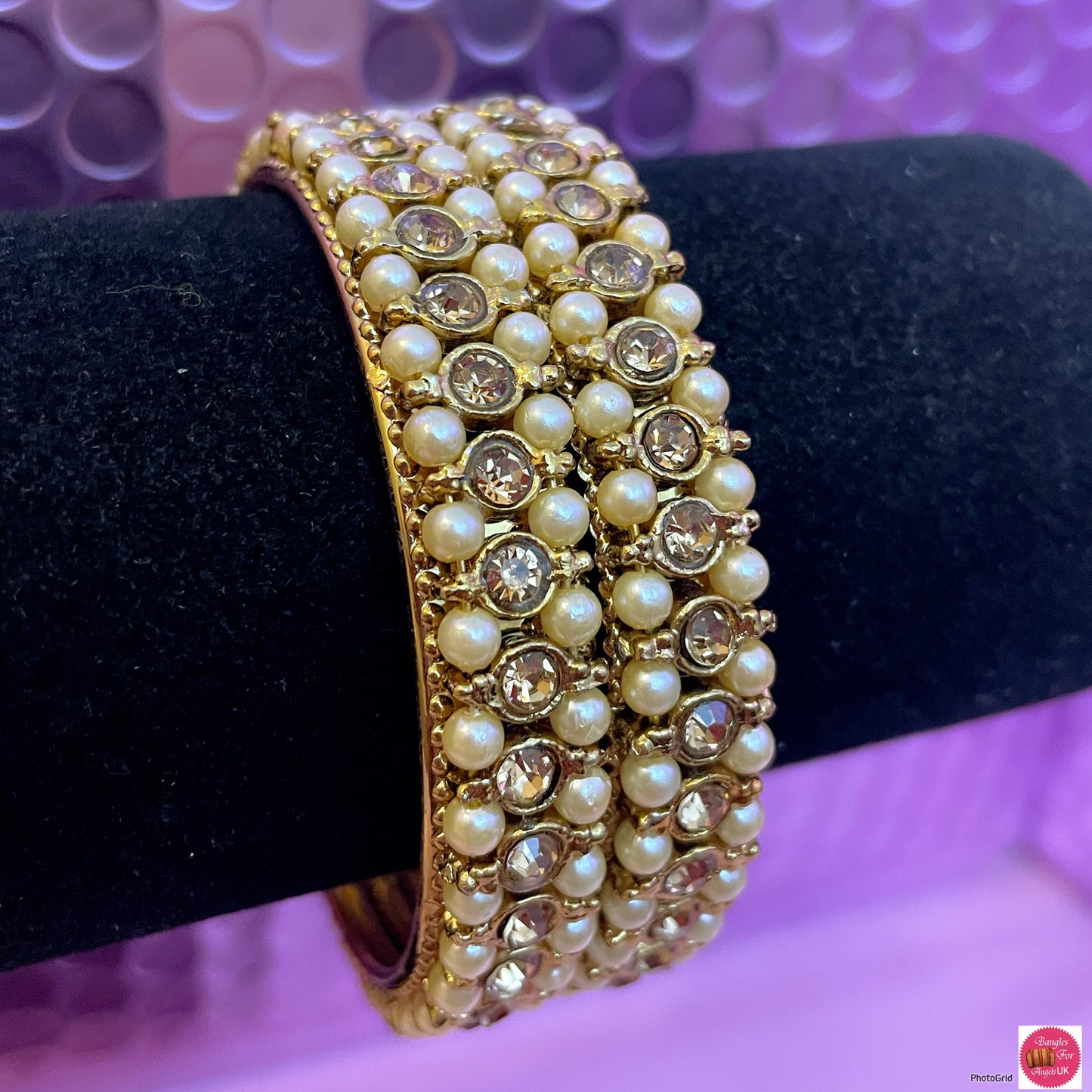 Gold Pearl Metal Karas- Size 2.4