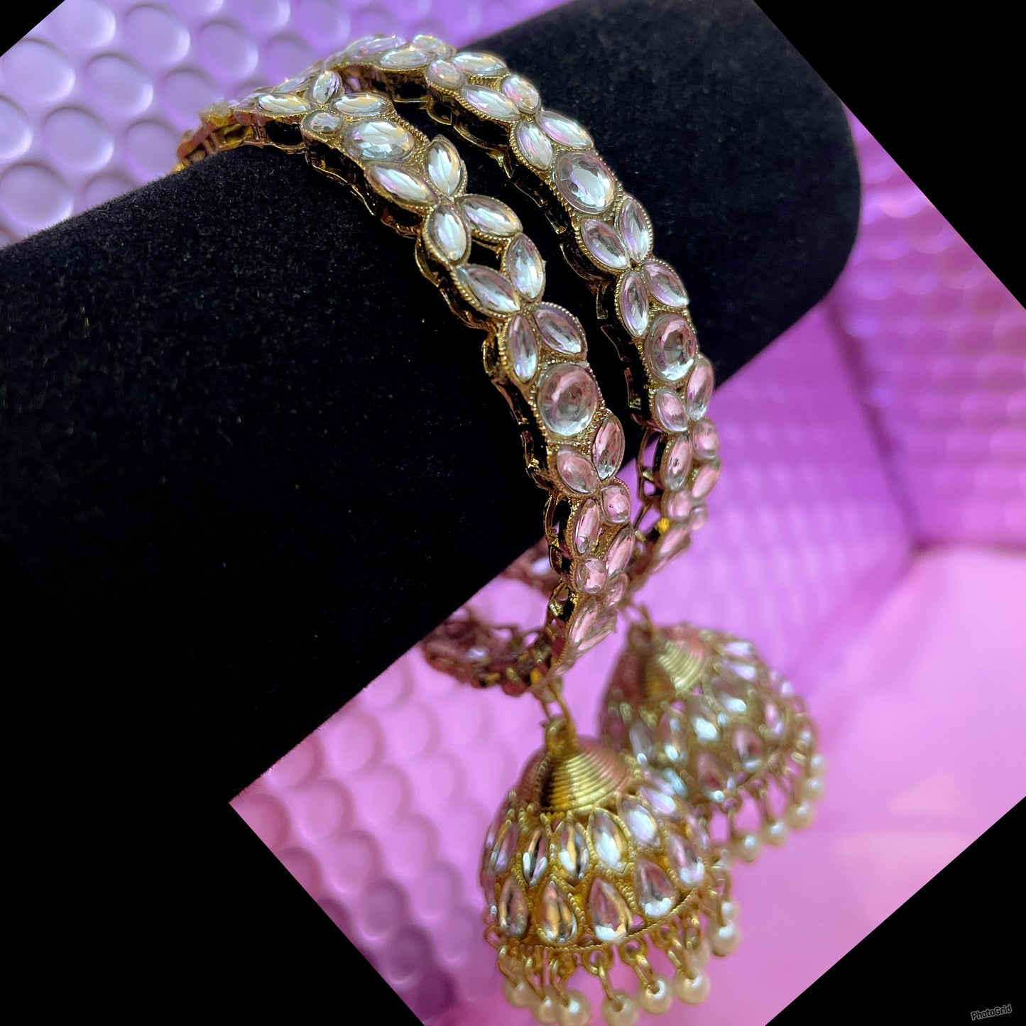 Kundan Gold Hanging Metal Karas- Size 2.8