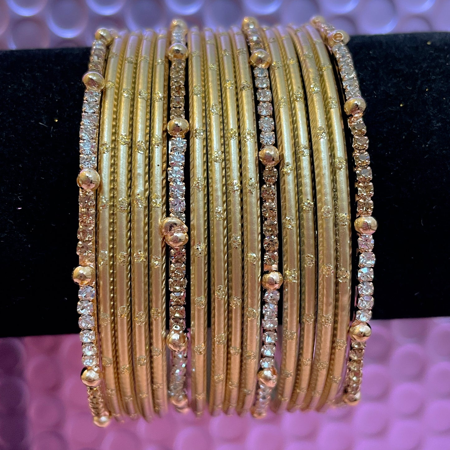 Zirconia Metal Bangles Set- Various Colours