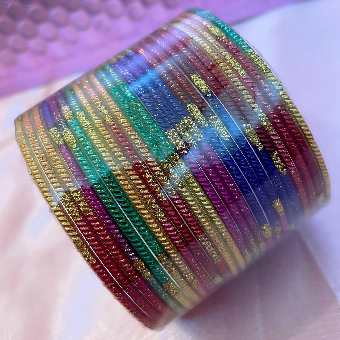 Various Colour Metal Bangles Set- Size 2.10