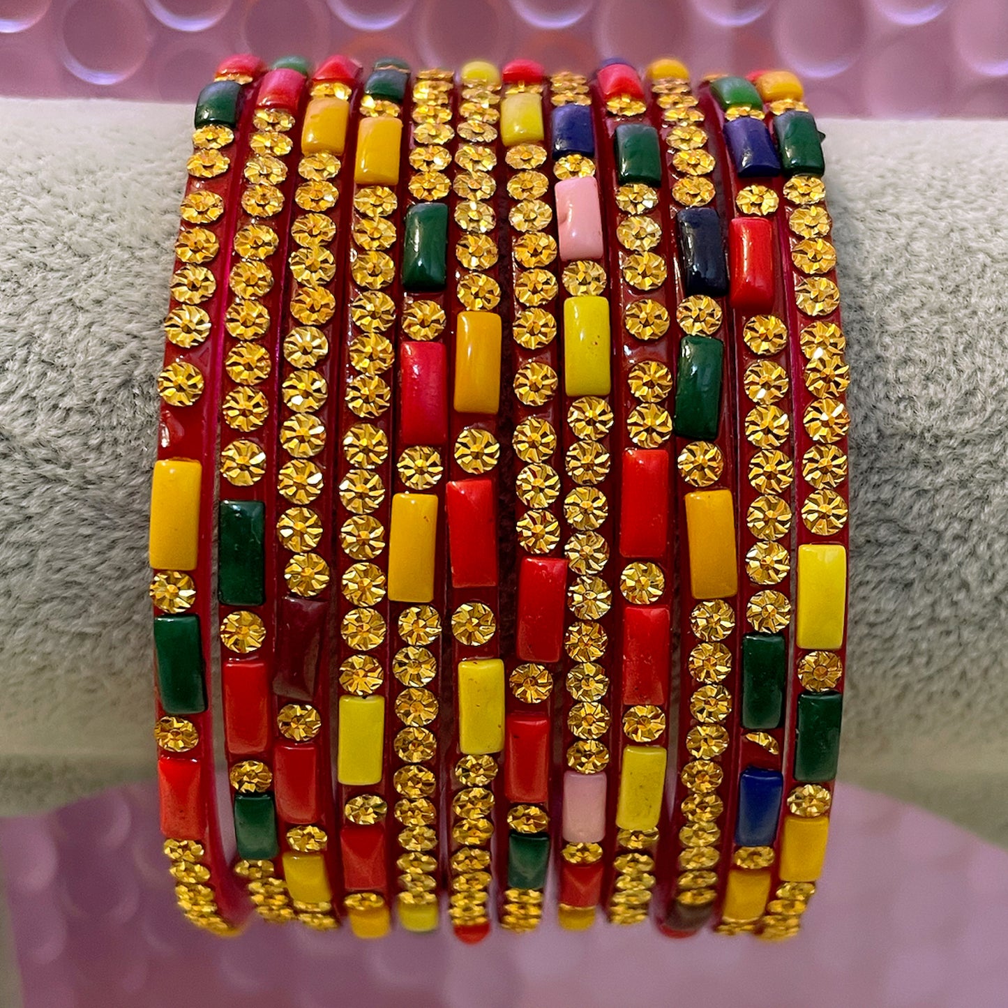 Multicoloured Glass Bangles- Size 2.4/2.6/2.8