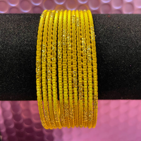 Mustard Yellow Metal Bangles Set- Size 2.10