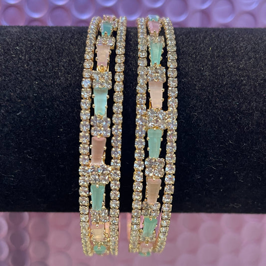 Peach/Mint Green American Diamond Karas