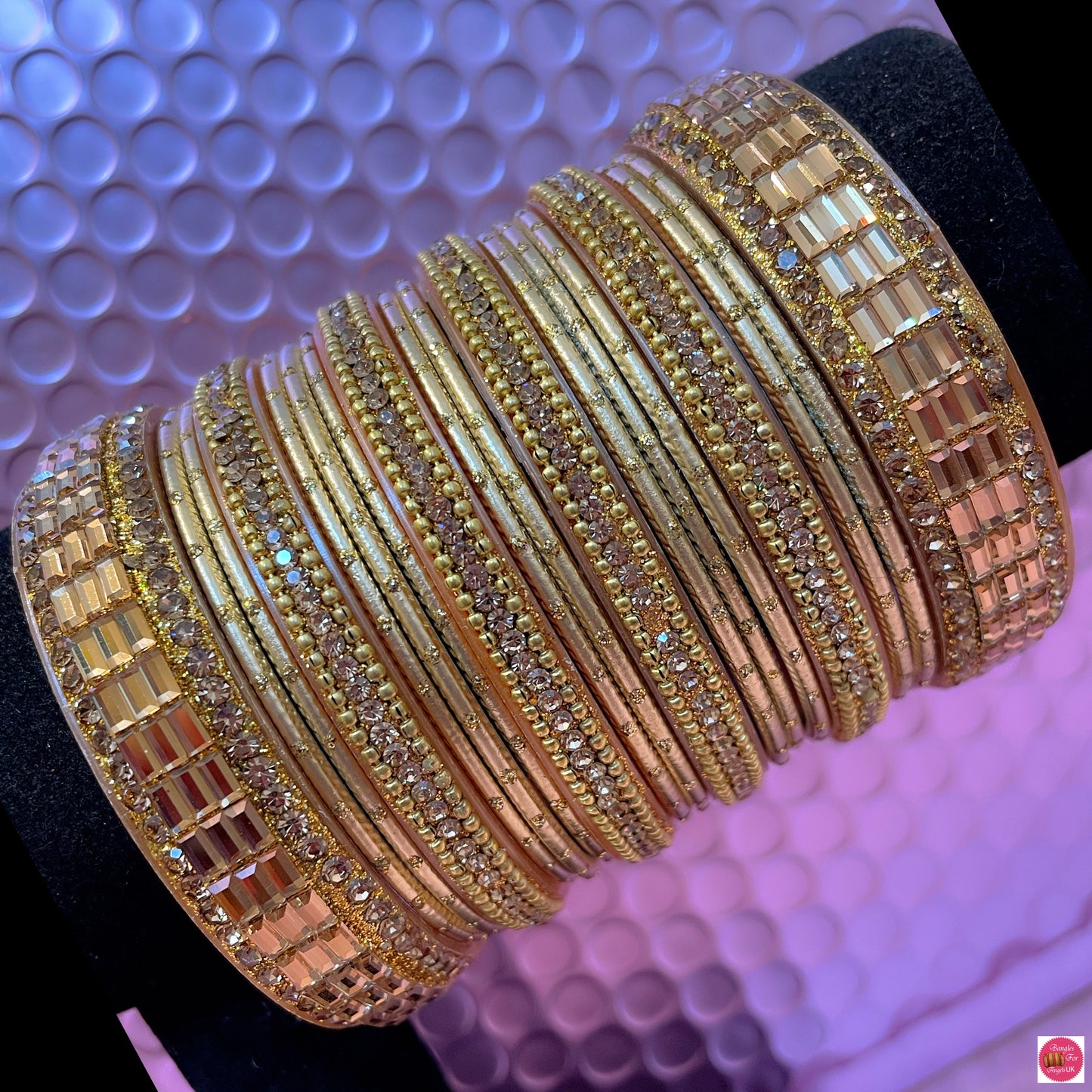 Gold Diamante Bangles Set