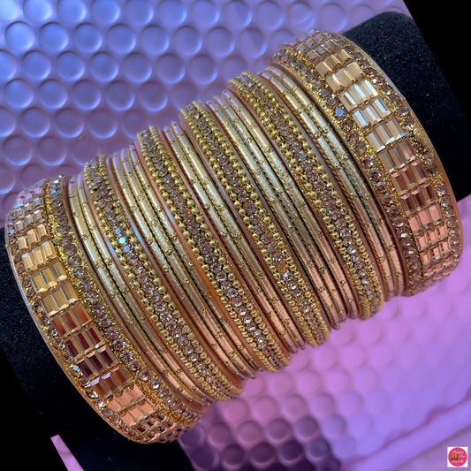 Gold Diamante Bangles Set