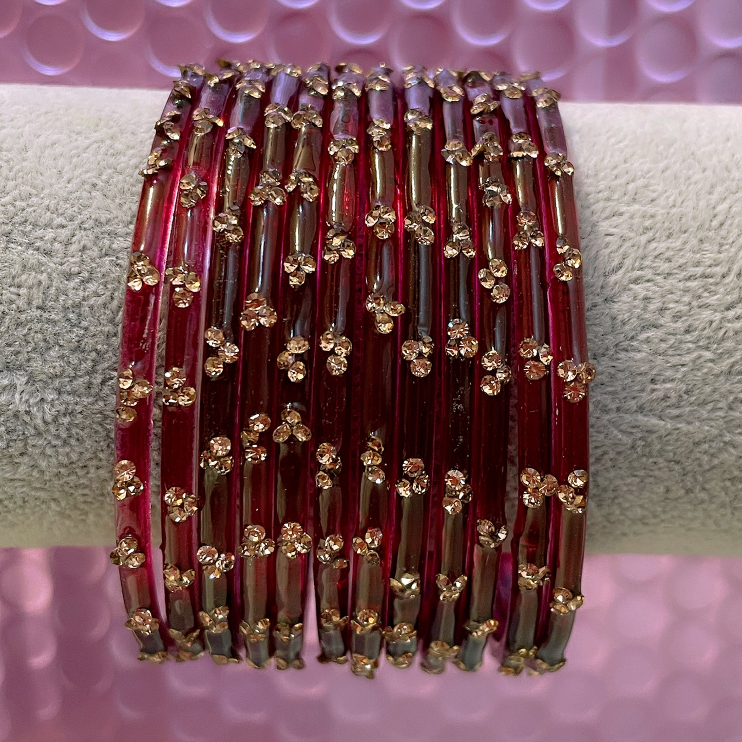 Zirconia Glass Bangles in various Colours- Size 2.6/2.8