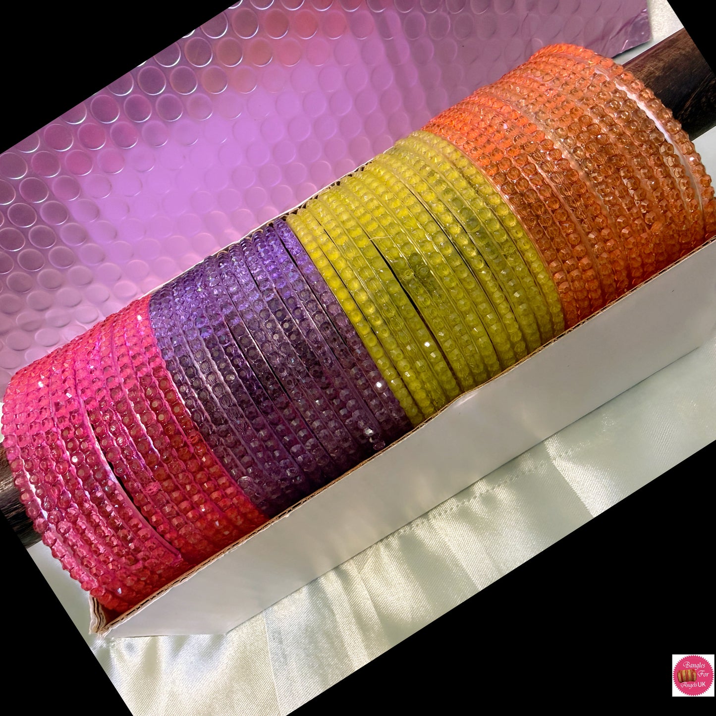 Pastel Drop Glass Bangles Combo- Size 2.8