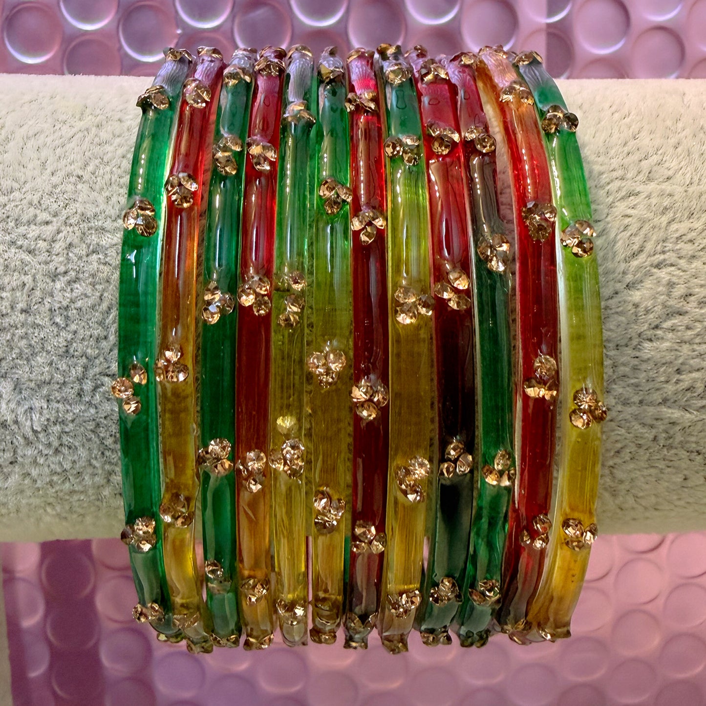 Zirconia Glass Bangles in various Colours- Size 2.6/2.8