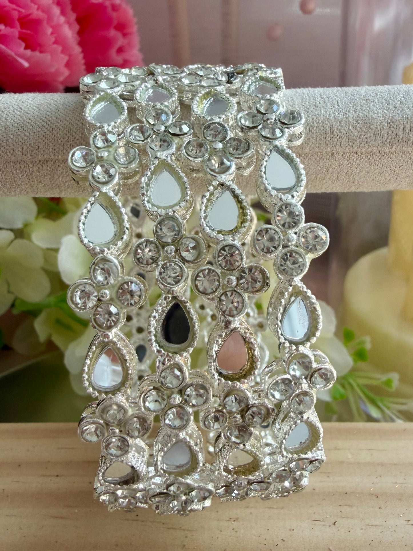 Silver Kundan Metal Karas