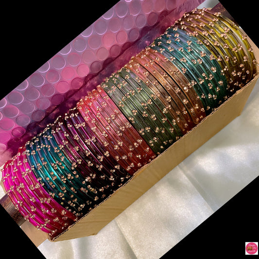 Zirconia Glass Bangles Combo Box- Size 2.6/2.8
